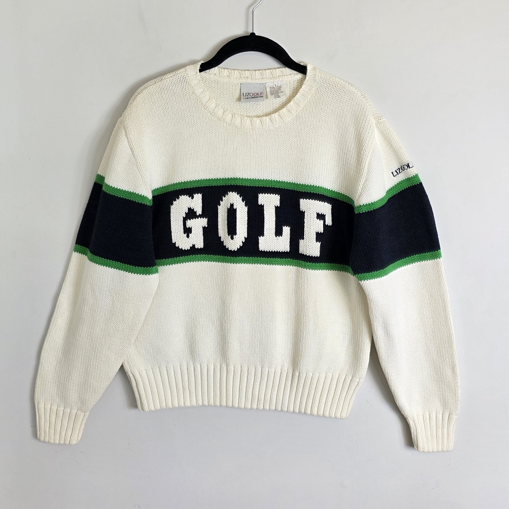 Vintage Liz Claiborne LizGolf 100% Cotton Sweater Y2K Preppy Golfcore Size M